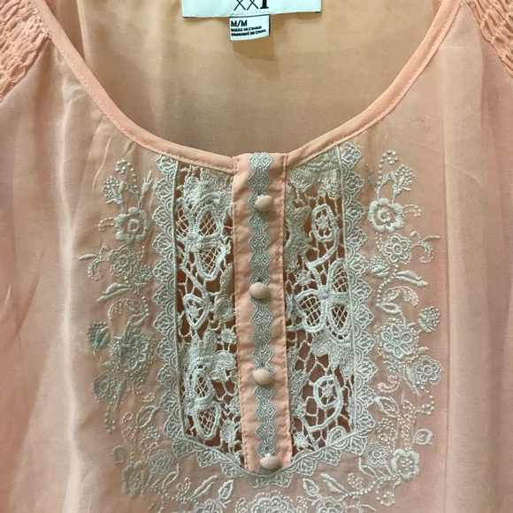 Forever 21 peach peasant blouse - Picture 3 of 4